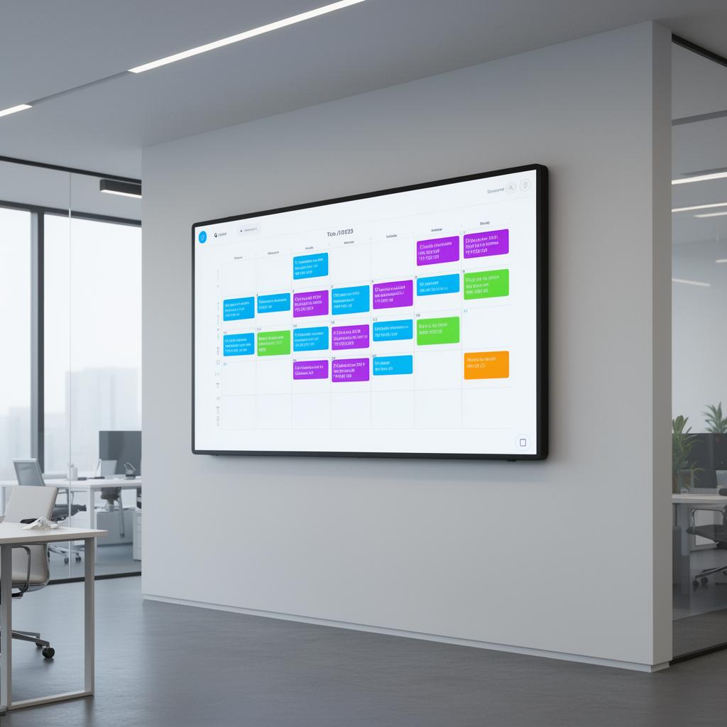 Wall-mounted shared calendar in a modern office